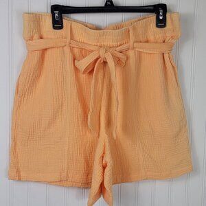 MB Coral  Cotton Gauze Shorts,  Tie & Elastic Waist Women's SZ Large